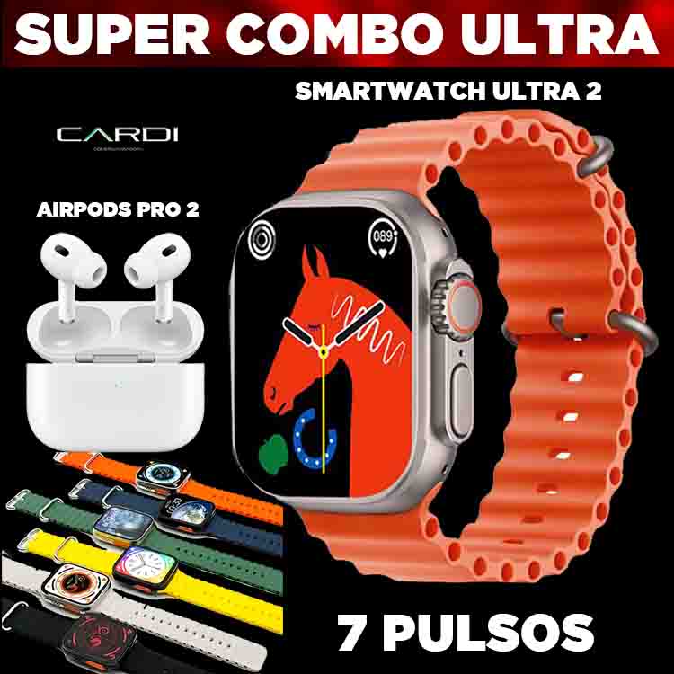 Combo Smartwatch Ultra 2 + AirPods Pro 2 + 7 Pulsos ***