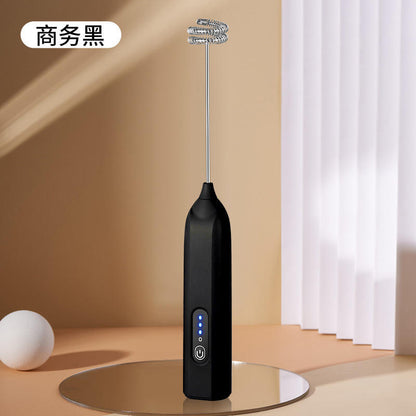 Batidor Eléctrico Espumador de Leche Recargable USB con 2 Cabezales