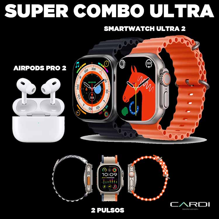 Smartwatch Ultra 2 + AirPods Pro 2 + 2 Pulsos ***