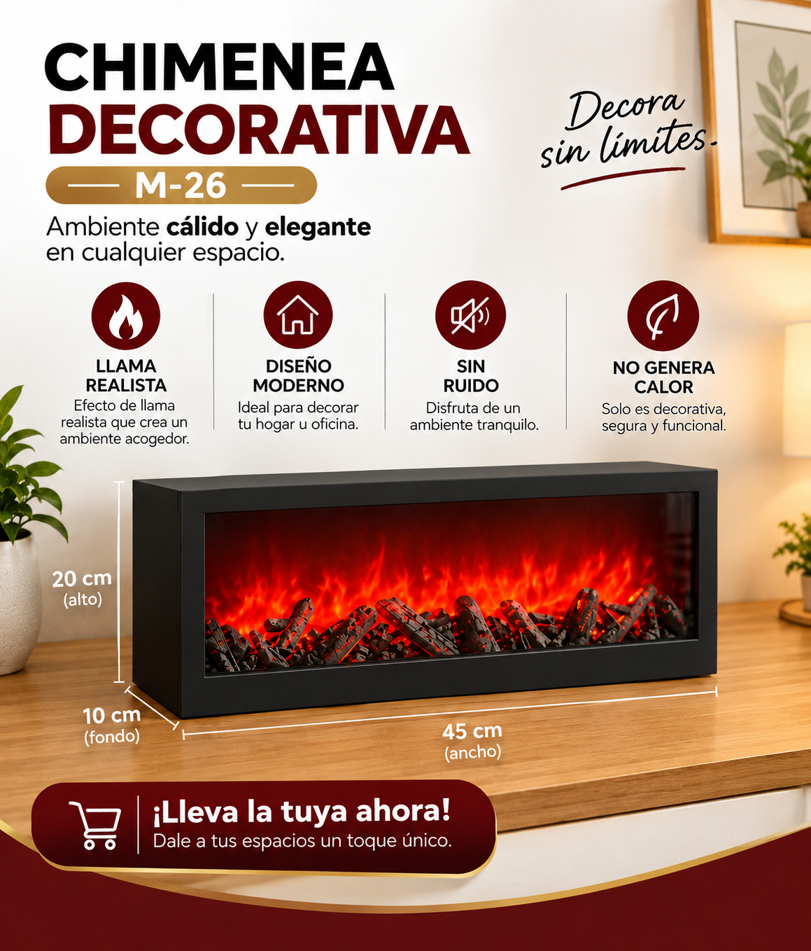 Chimenea Decorativa M-26 45x20 cm