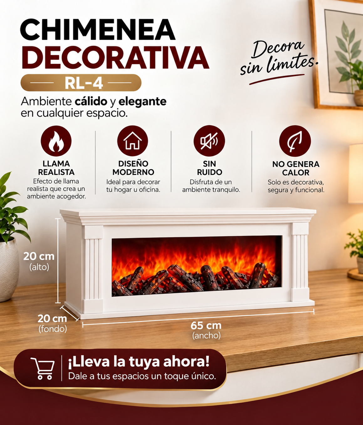 Chimenea Decorativa RL-4 60x20 cm
