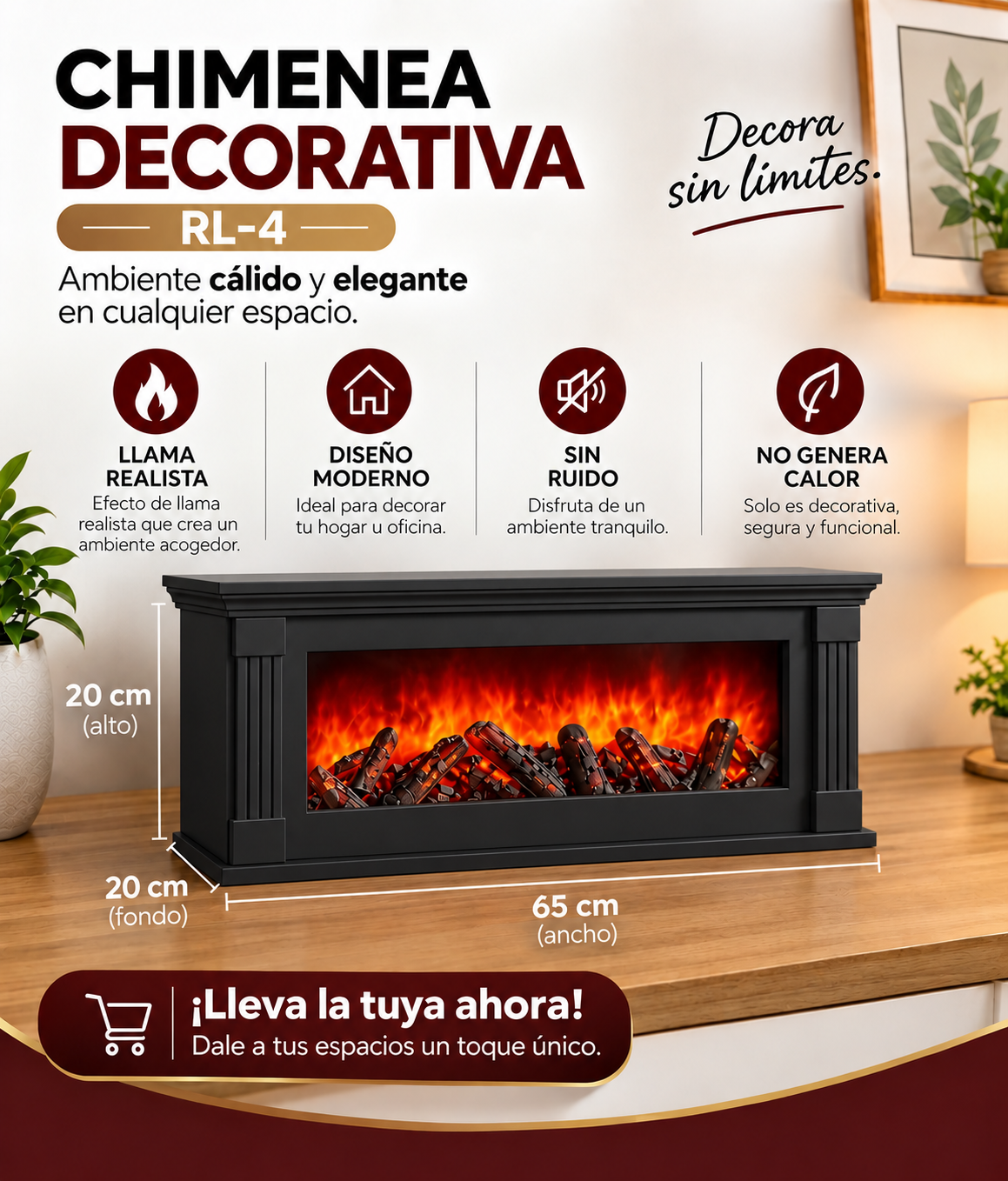 Chimenea Decorativa RL-4 60x20 cm