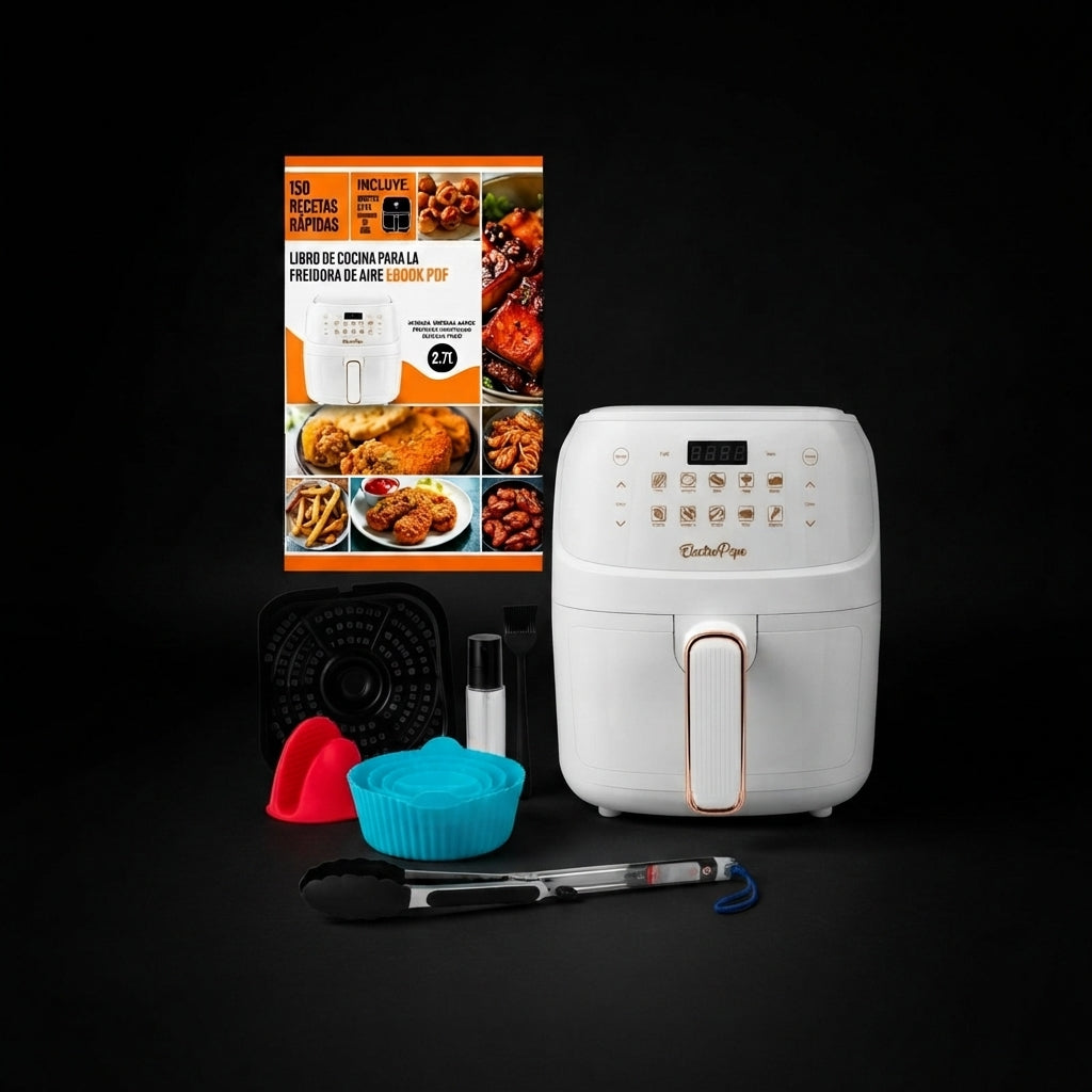 Freidora de Aire 10L + 6 Obsequios (utensilios y moldes en silicona) + Libro De Recetas Digital