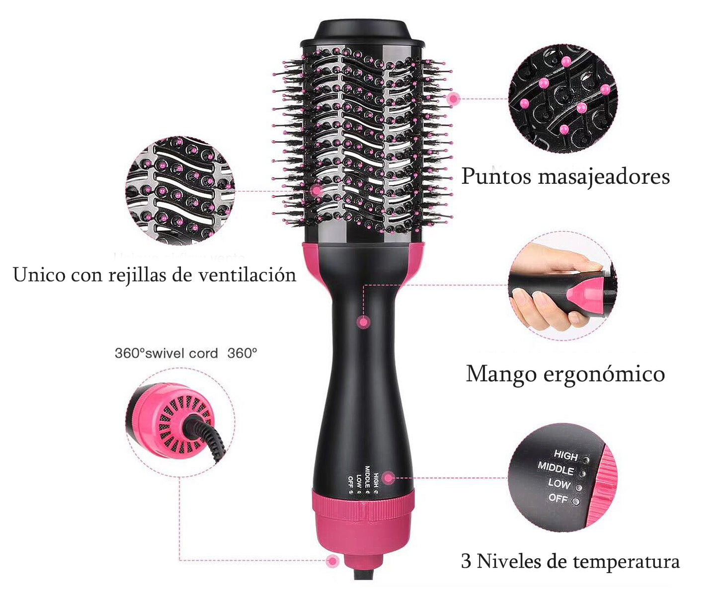 Cepillo 3 en 1 One Step Secador, Plancha y Rizadora 🌟 VOLUMINIZADOR 
