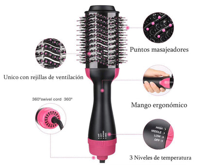 Cepillo 3 en 1 One Step Secador, Plancha y Rizadora 🌟 VOLUMINIZADOR 