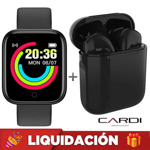Combo 💥💯 ¡Oferta imperdible! ⌚ Smartwatch puslo cardiaco y pasos + Audífonos multicolor touch 🎁 ¡Remate total! 🎉
